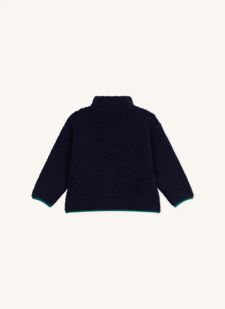 Petit Bateau - Chaqueta sherpa color block Midnight azul