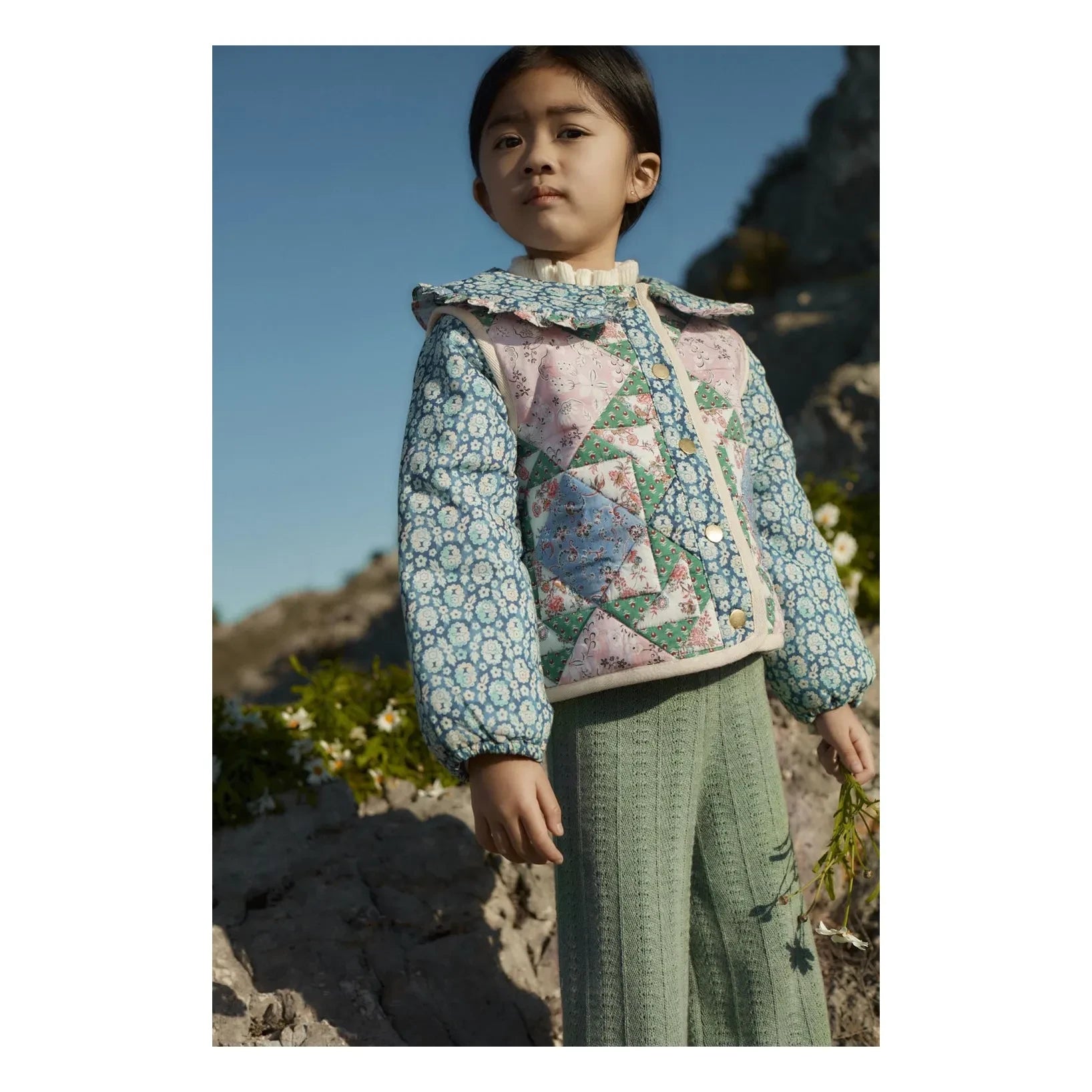Louise Misha - Agara Patchwork Organik Pamuk Ceket | Mavi