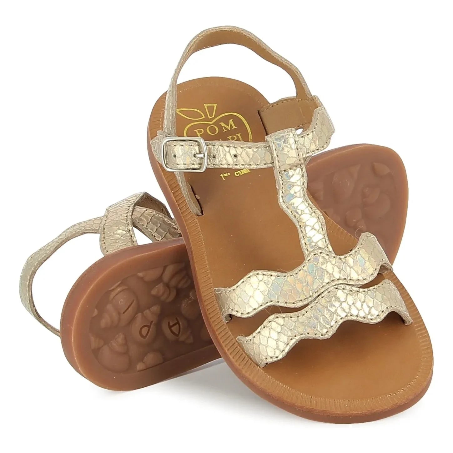 Pom d'Api - Sandalias con purpurina Plagette Frizz | Dorado
