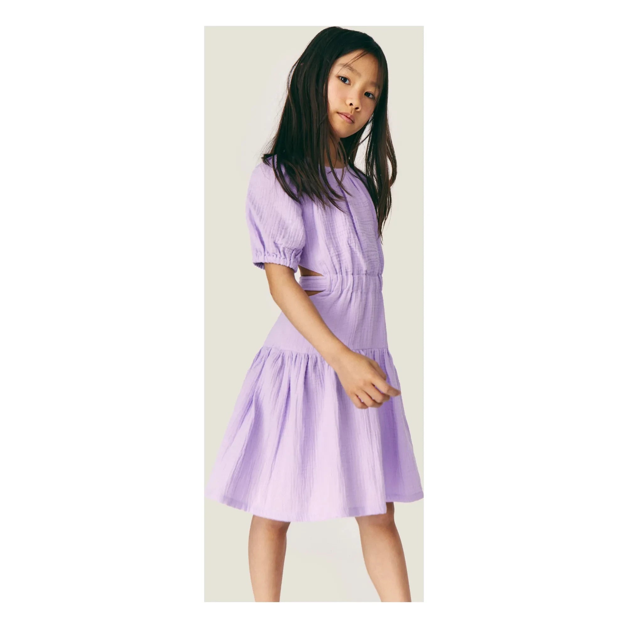 Mipounet - Vestido de Gasa de Algodón Orgánico Lila Marine