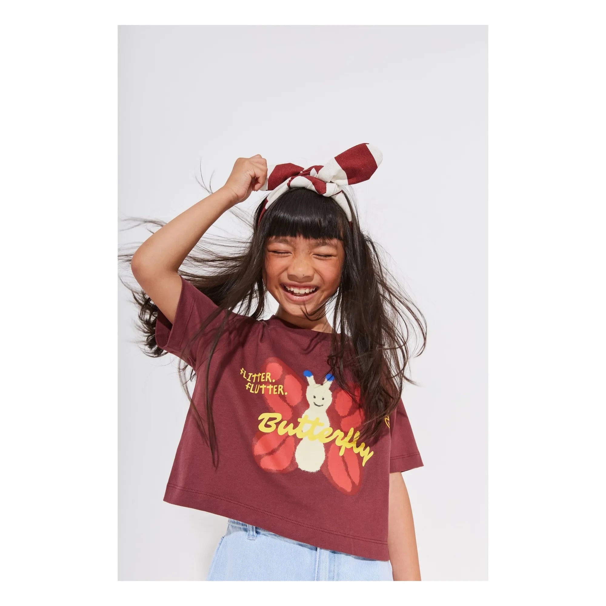 Wynken - Camiseta de algodón orgánico con mariposas | Burdeos