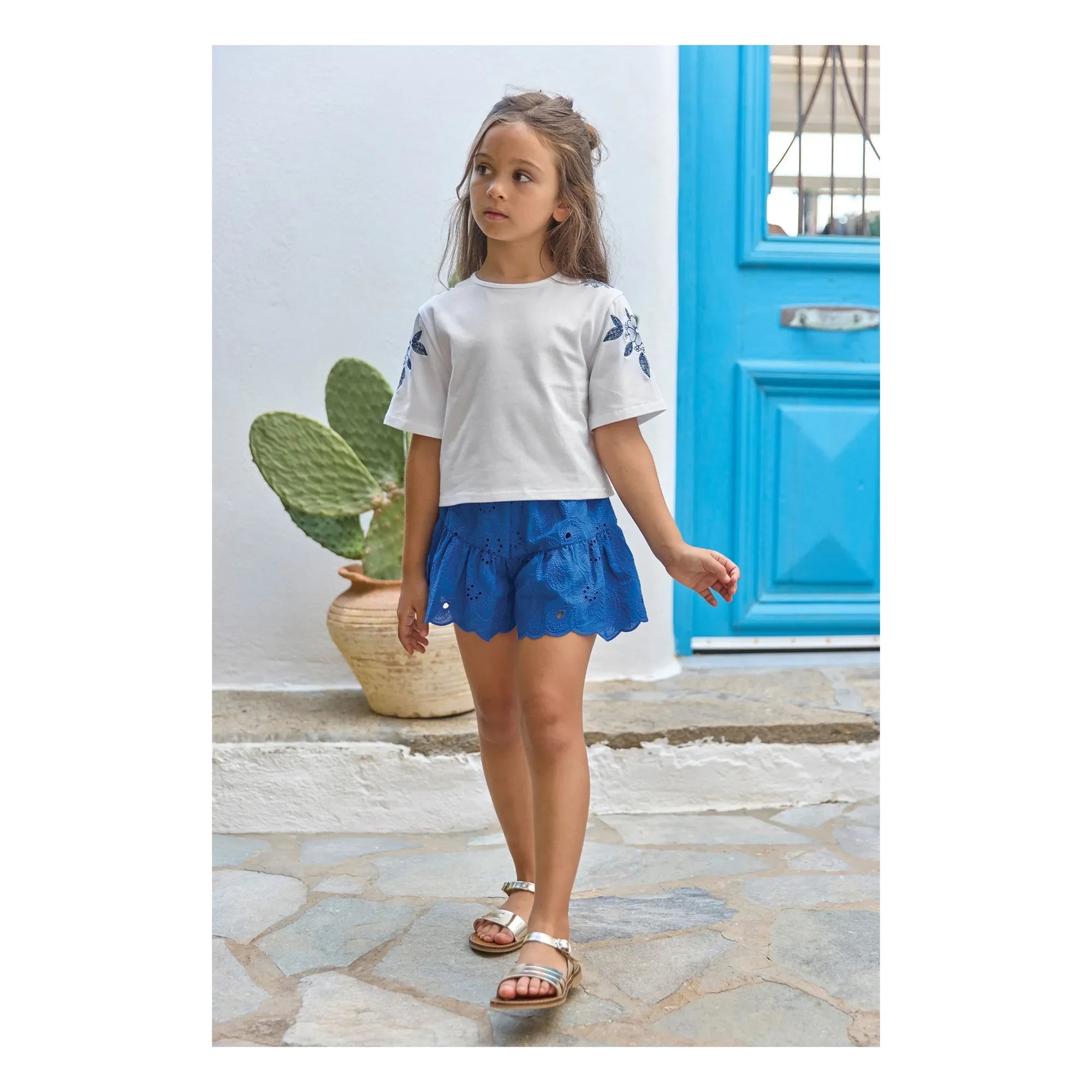 Tartine et Chocolat - Camiseta bordada con flores | Blanco