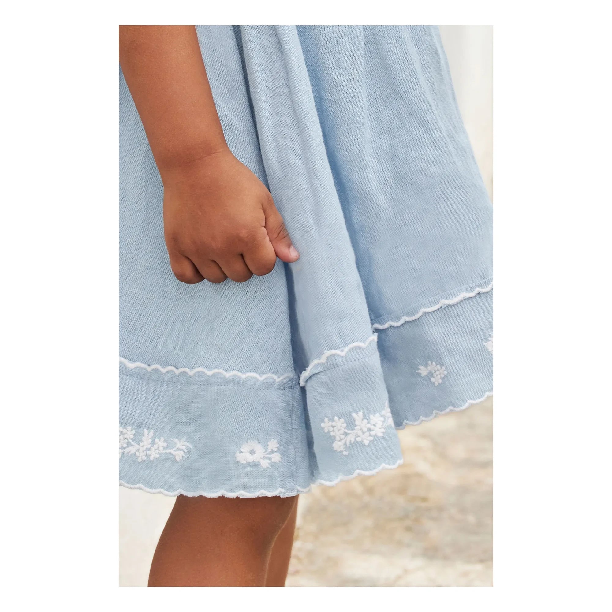 Tartine et Chocolat - Vestido Festón Bordado | Azul celeste