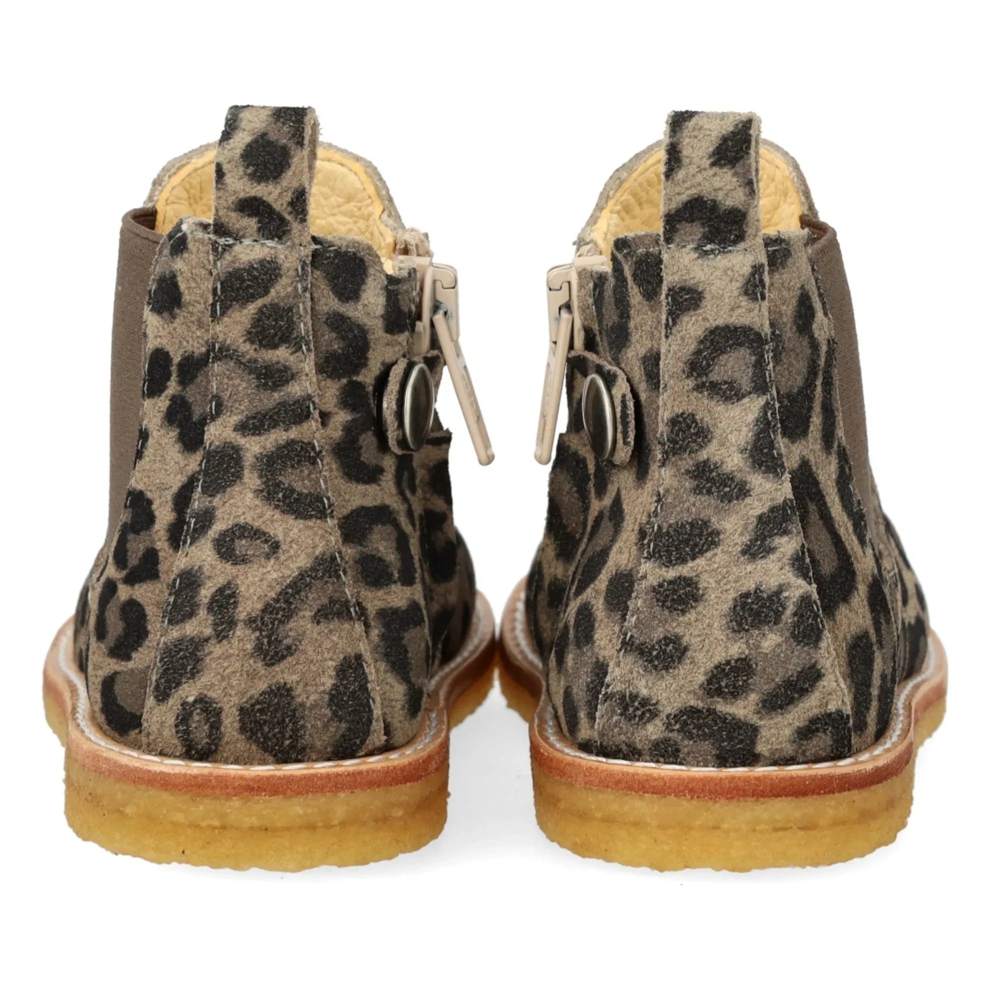 Angulus - Leopar Chelsea Botlar Fermuarlı | Taupe kahverengi