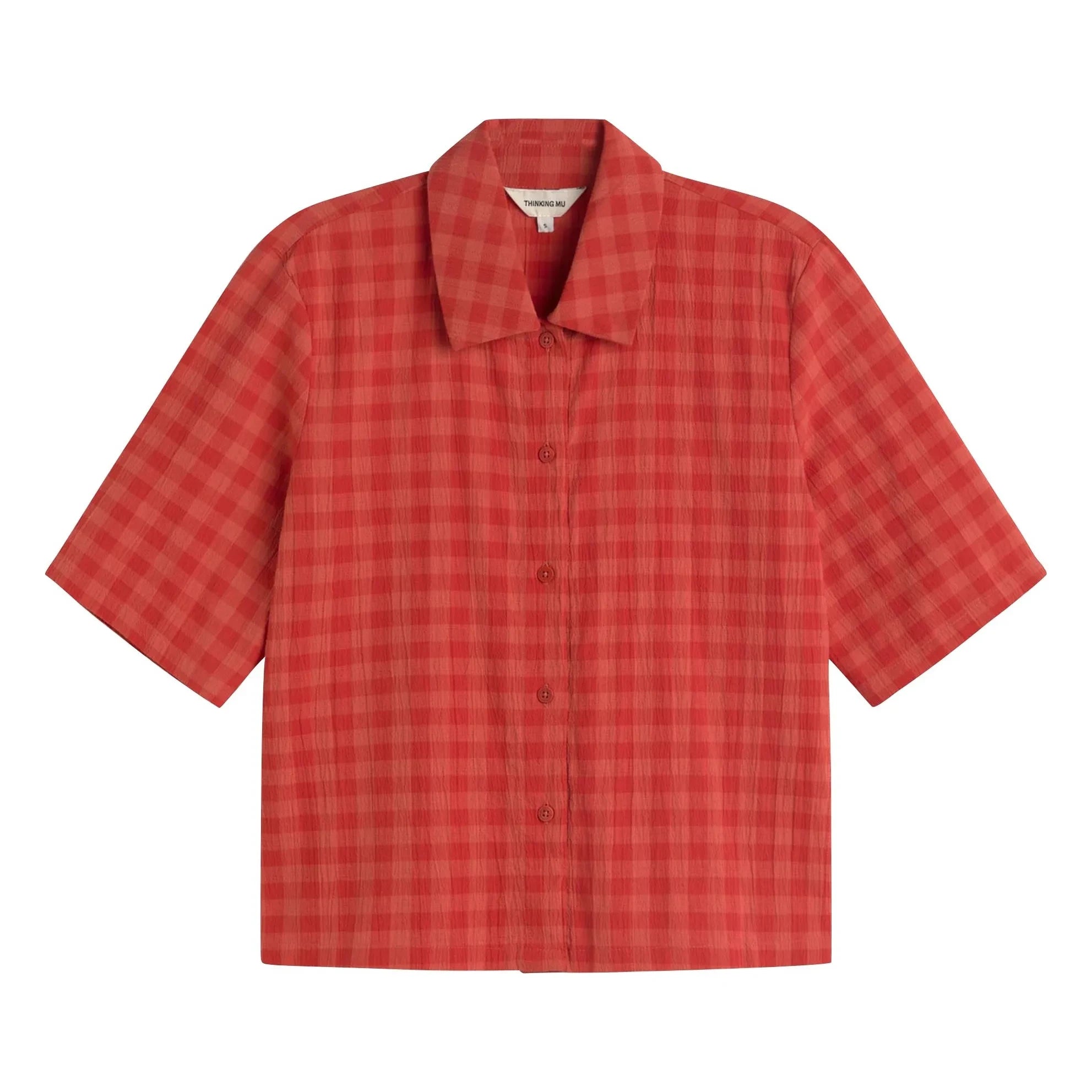 Thinking Mu - Donkey Camisa a cuadros de algodón orgánico | Rojo