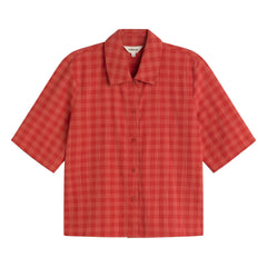 Thinking Mu - Donkey Camisa a cuadros de algodón orgánico | Rojo