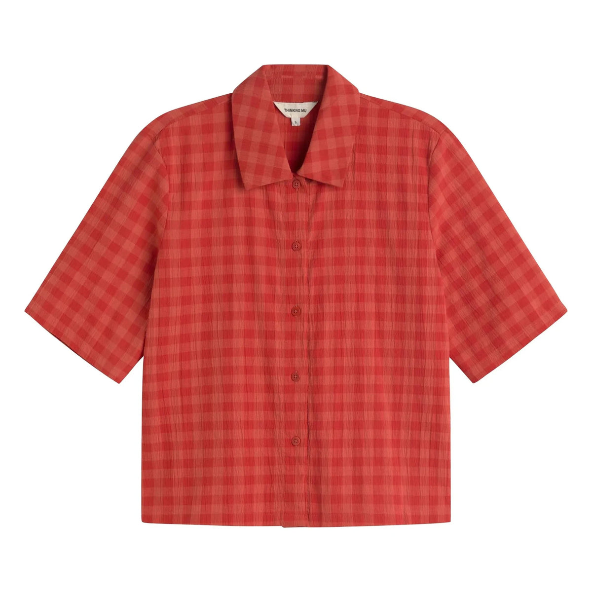 Thinking Mu - Donkey Camisa a cuadros de algodón orgánico | Rojo