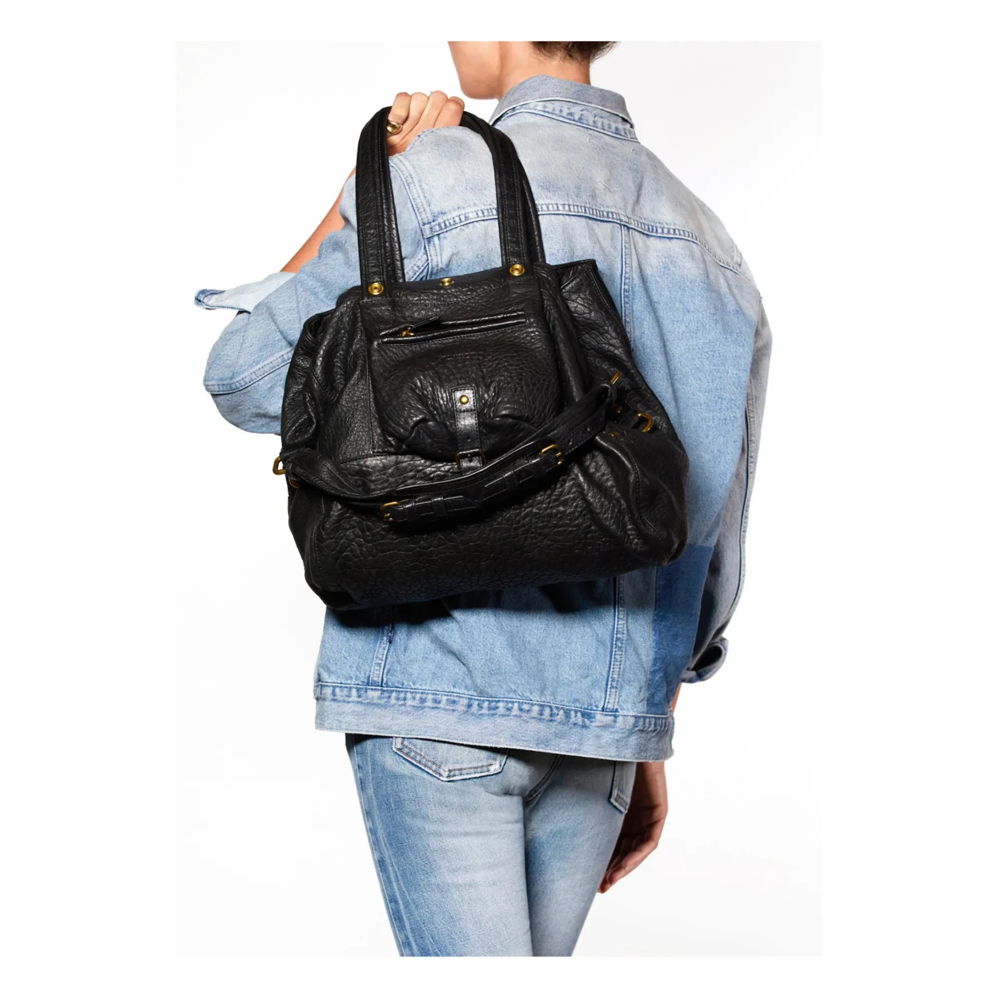 Jérôme Dreyfuss - Bolso de mano Billy de piel de cordero - M | Negro