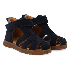 Angulus - Sandalias rosas de ante con rayas | Azul marino