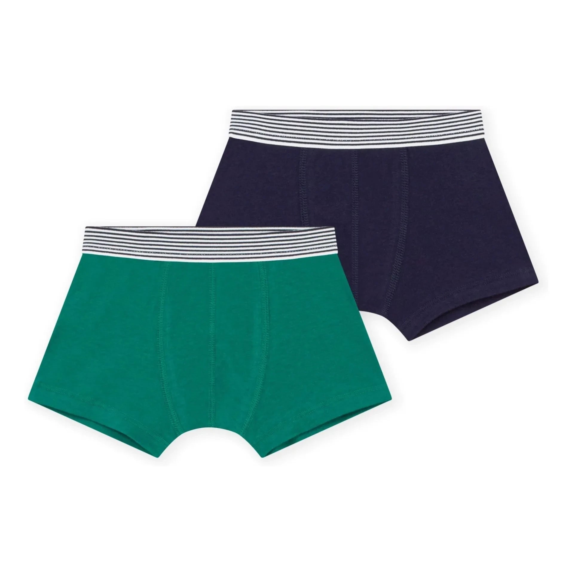 Petit Bateau - 2'li Çizgili Organik Pamuklu Boxer Slip | Yeşil
