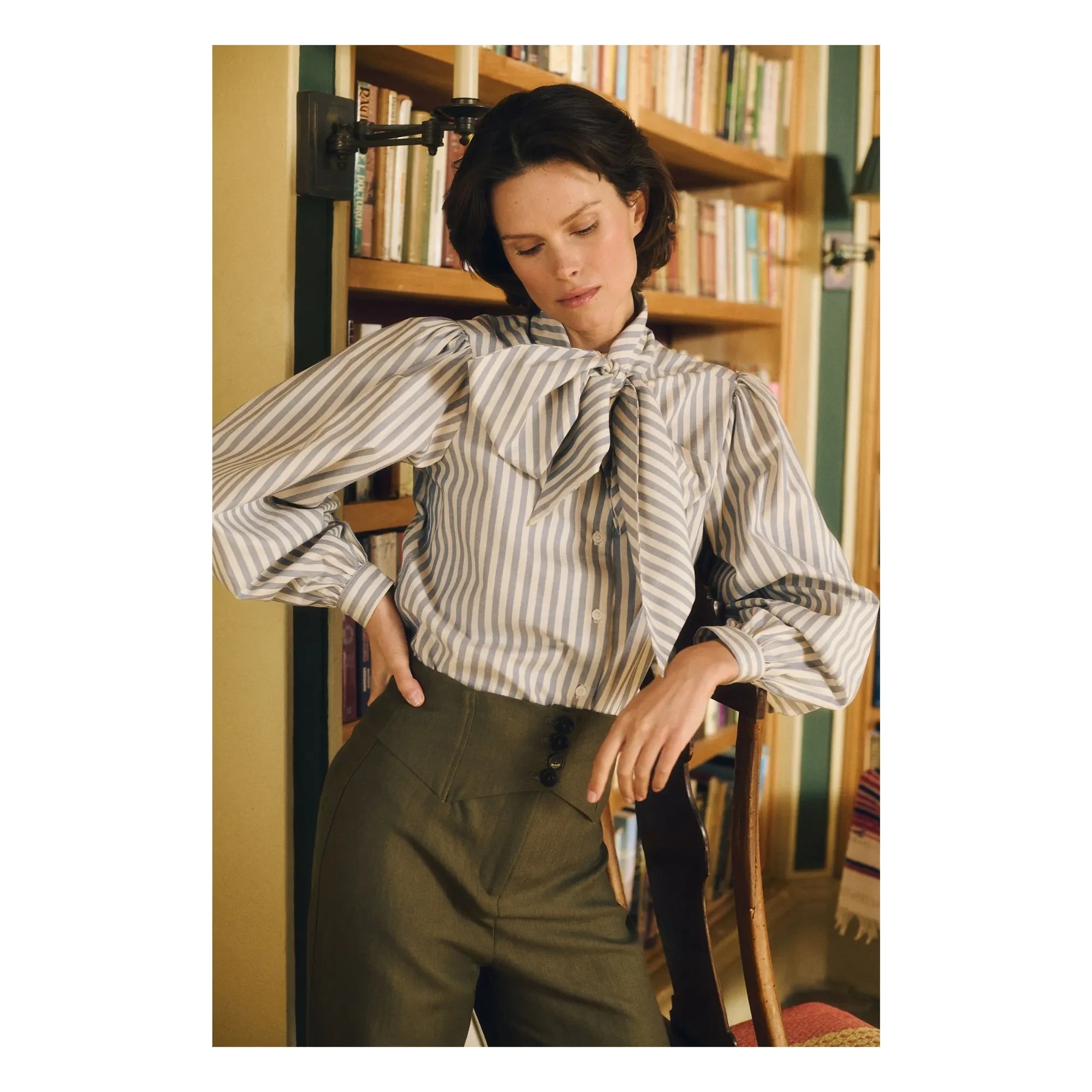 Maria de la Orden - Blusa de algodón a rayas Fairytale | Azul