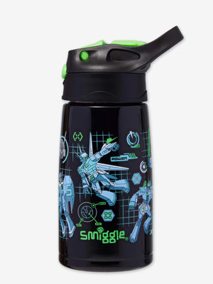 Smiggle - Botella de agua de acero con pajita oculta, 400 ml, Fin de semana