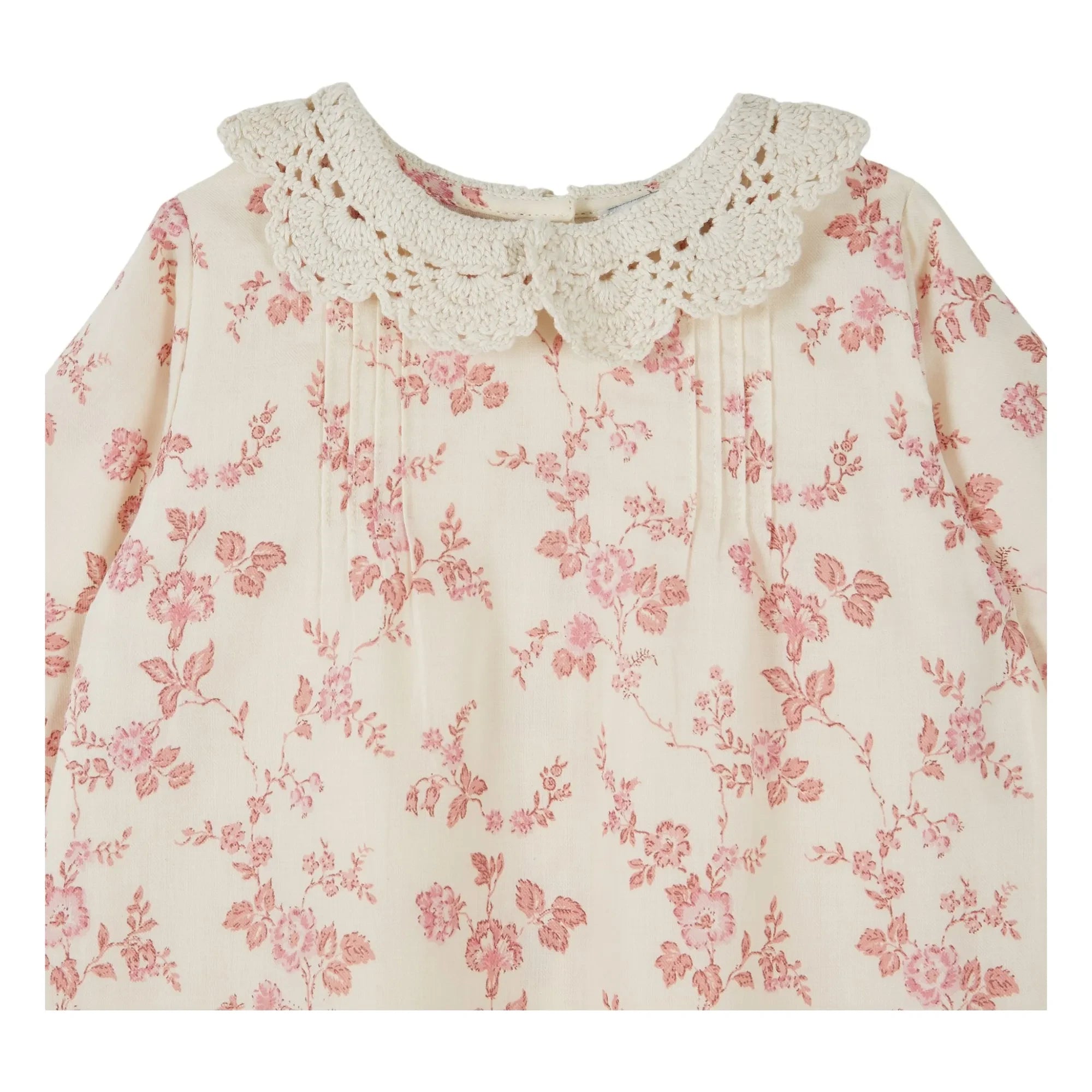 Emile et Ida - Organik Pamuklu Tığ İşi Yaka Elbise | Ekru