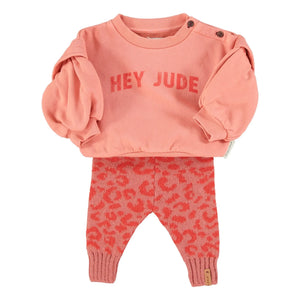 Piupiuchick - Sudadera de algodón orgánico con volantes Hey Jude | Coral