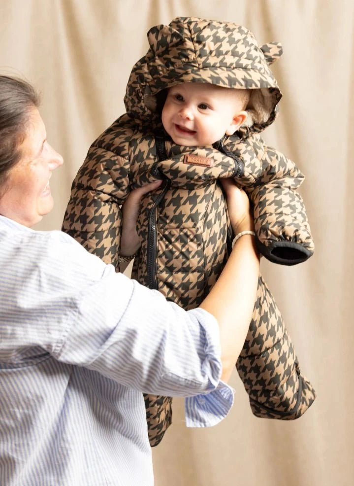 Töastie - Chaqueta Cloud Houndstooth Impermeable Hecha de Materiales Reciclados | Marrón