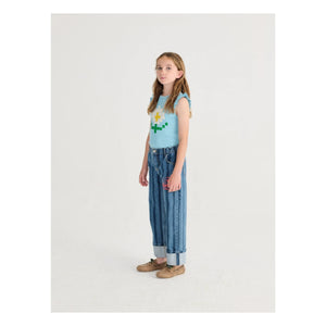 Bobo Choses - Camiseta sin mangas con volantes de algodón orgánico Marguerite | Azul claro