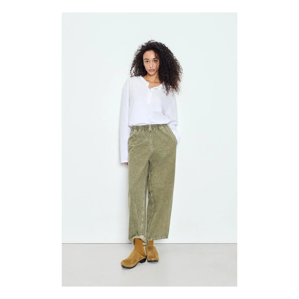American Vintage - Pantalones de algodón carrot UZATOWN | Olive