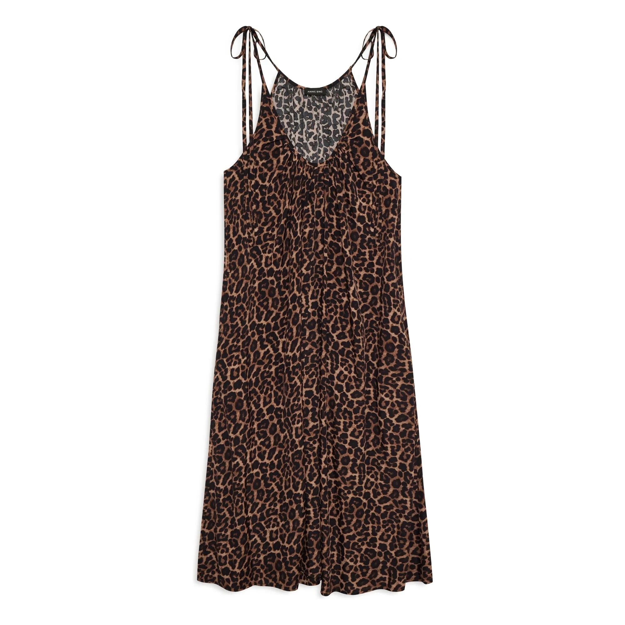 Anine Bing - Vestido estampado de leopardo Flora | Marrón