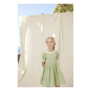 Bebe Organic - Vestido de nido de abeja Tilia Squares | Verde pálido