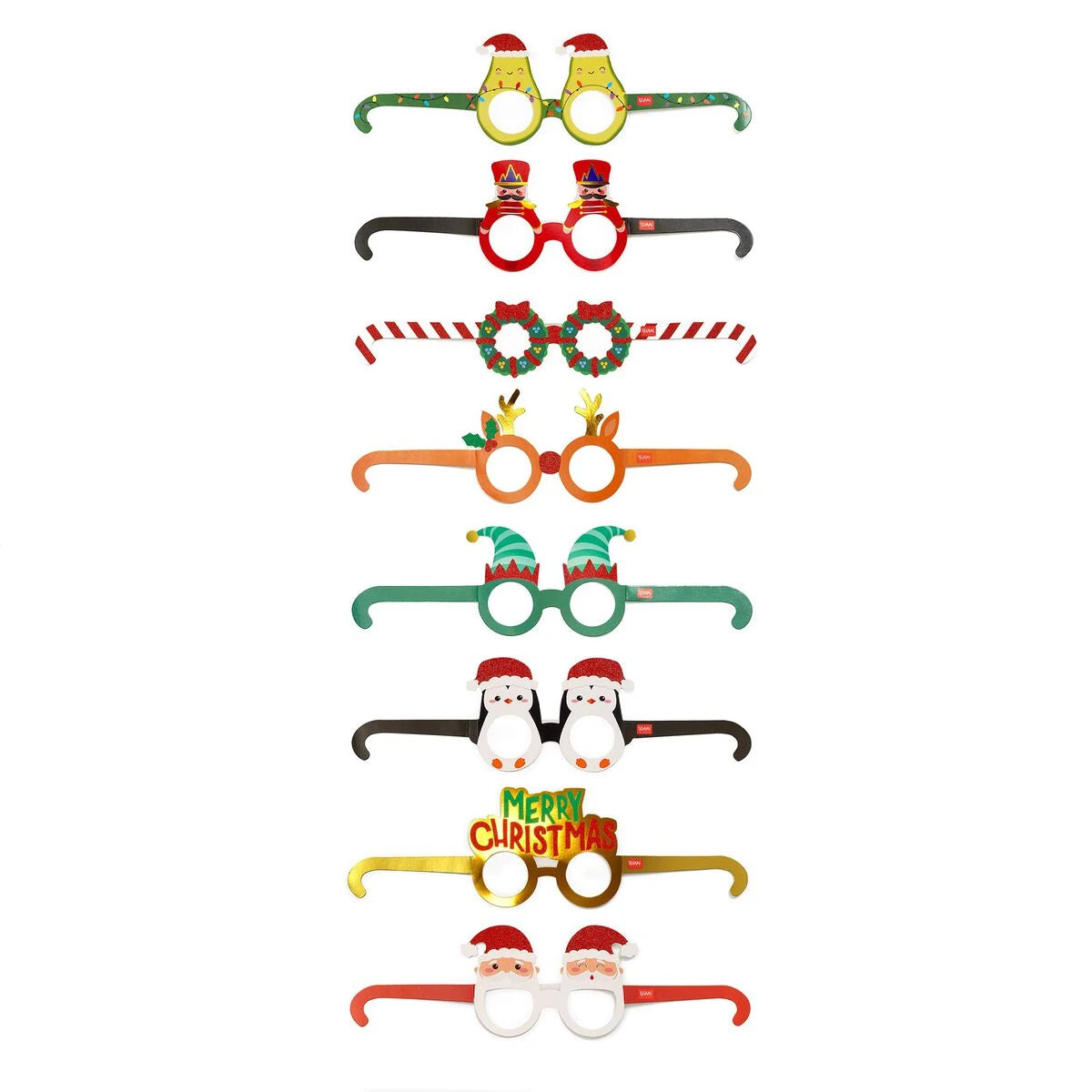 Legami - Set de 8 Gafas de Papel de Navidad