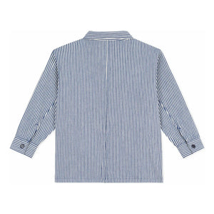 Petit Bateau - Chaqueta de trabajo de algodón orgánico a rayas | Azul