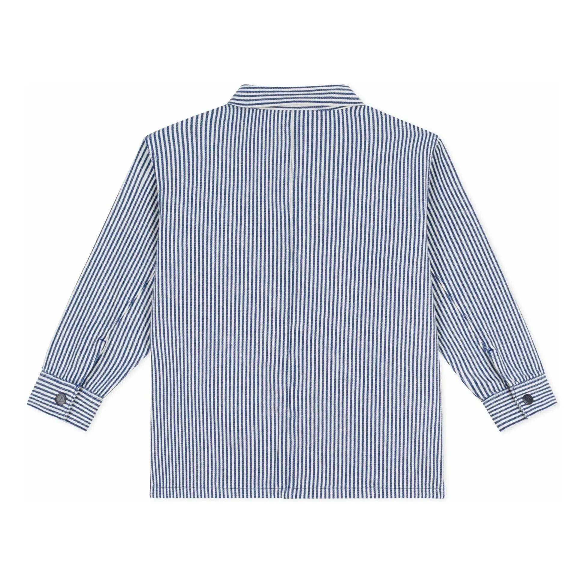 Petit Bateau - Chaqueta de trabajo de algodón orgánico a rayas | Azul