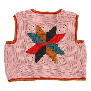 Kalinka - Linden Kroşe Kolsuz Merinos Yünlü Yelek | Pembe