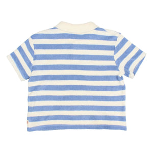 Búho - Camiseta polo de algodón orgánico a rayas | Azul claro