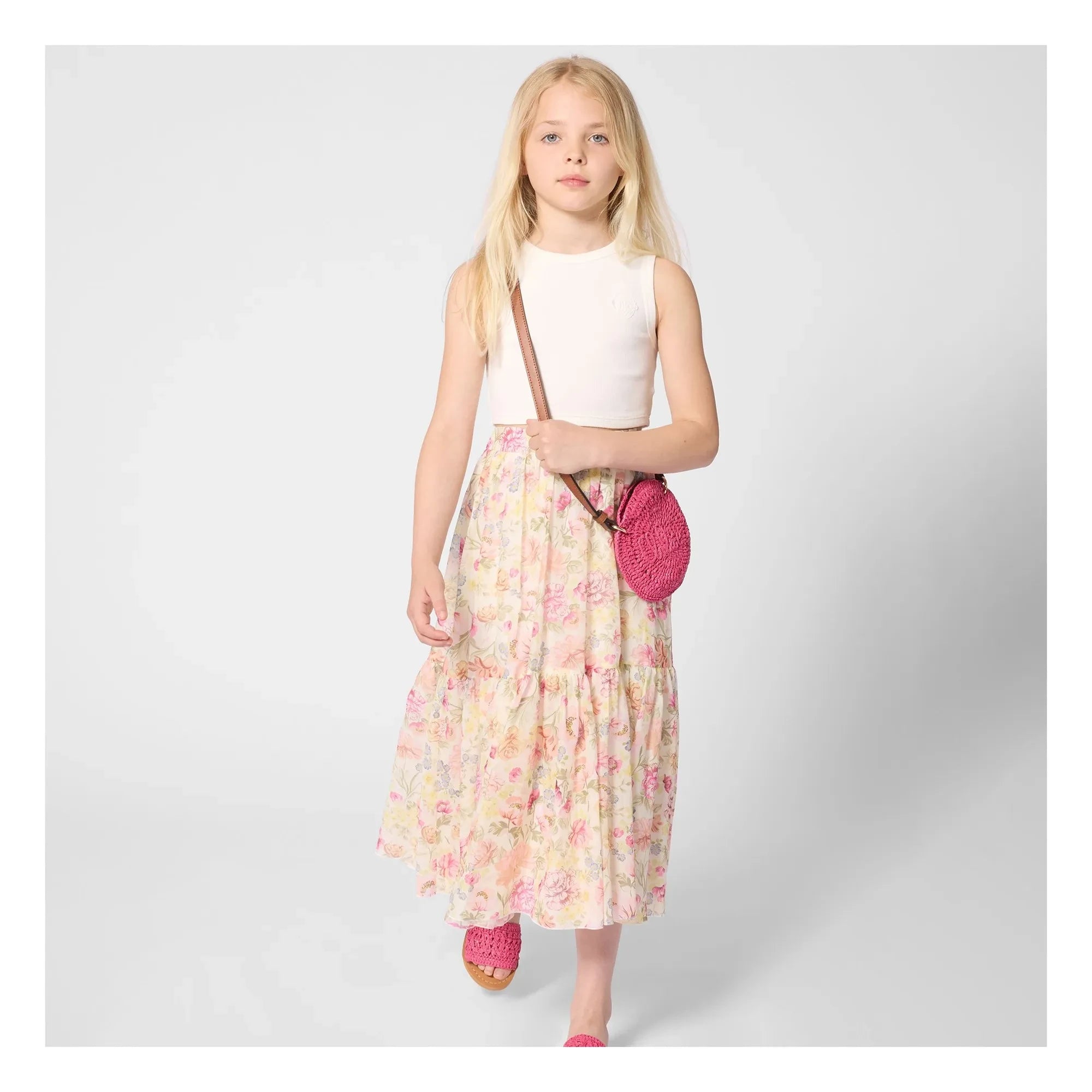 Chloé - Falda de algodón orgánico con estampado floral | Crema
