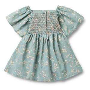 Wheat - Vestido de bebé de algodón orgánico Elva Fleurie | Azul claro