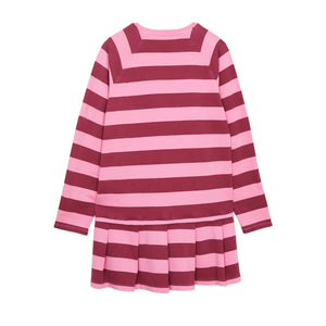 Smallable Kid - Vestido camiseta de rayas Azalea | Rosa caramelo