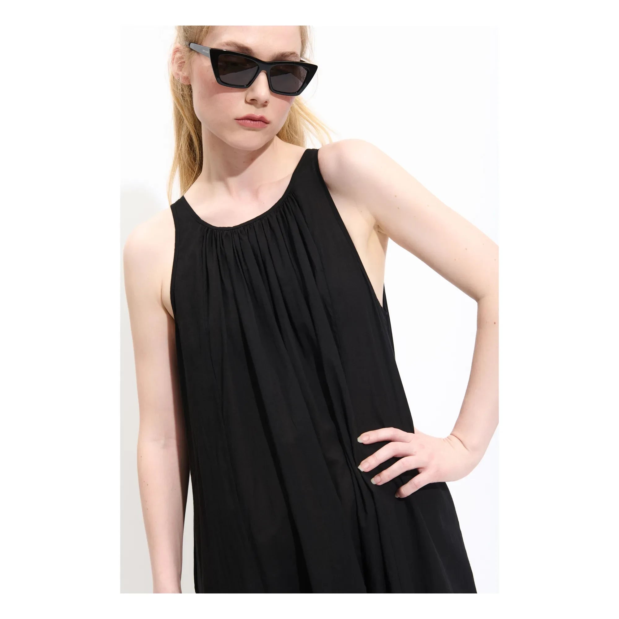 BELLEPIECE - Vestido de velo de algodón Biaccio | Negro