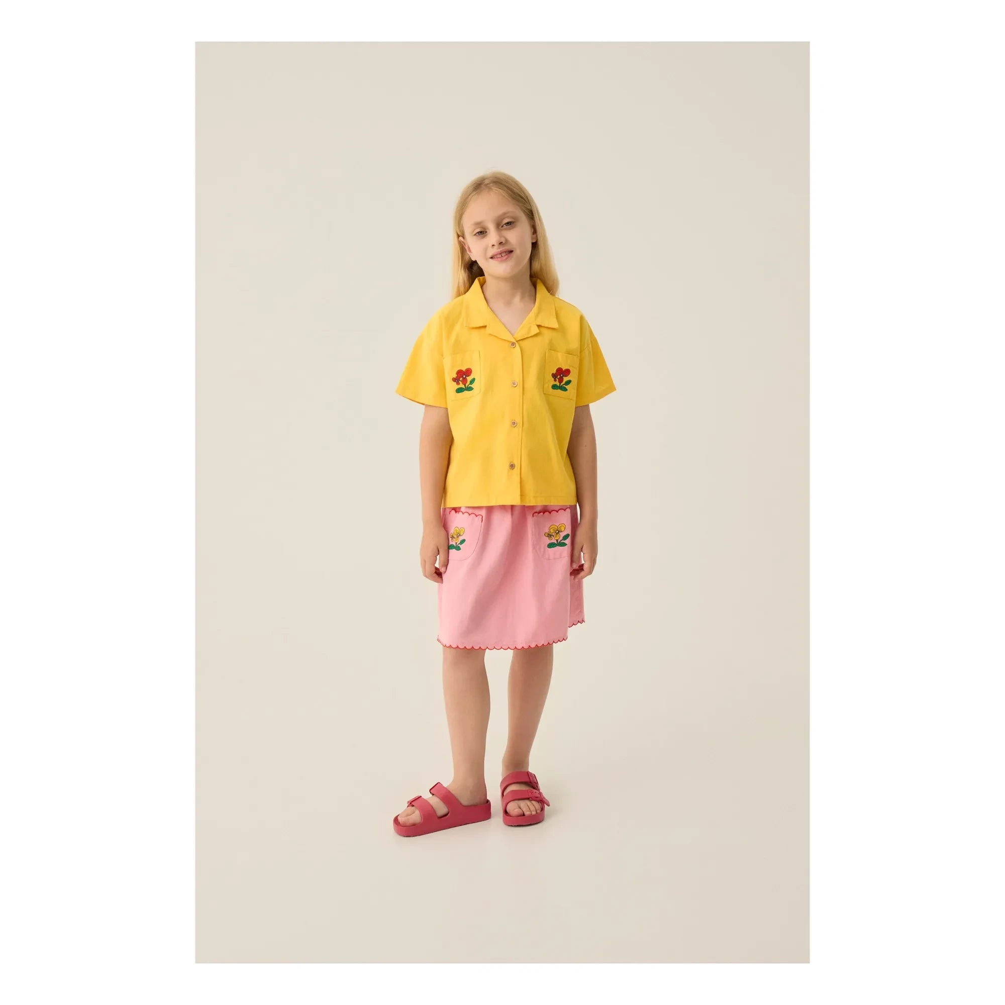 The Campamento - Falda de flores | Rosa caramelo