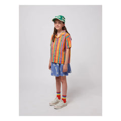 Bobo Choses - Falda de punto de algodón orgánico con relieve | Azul