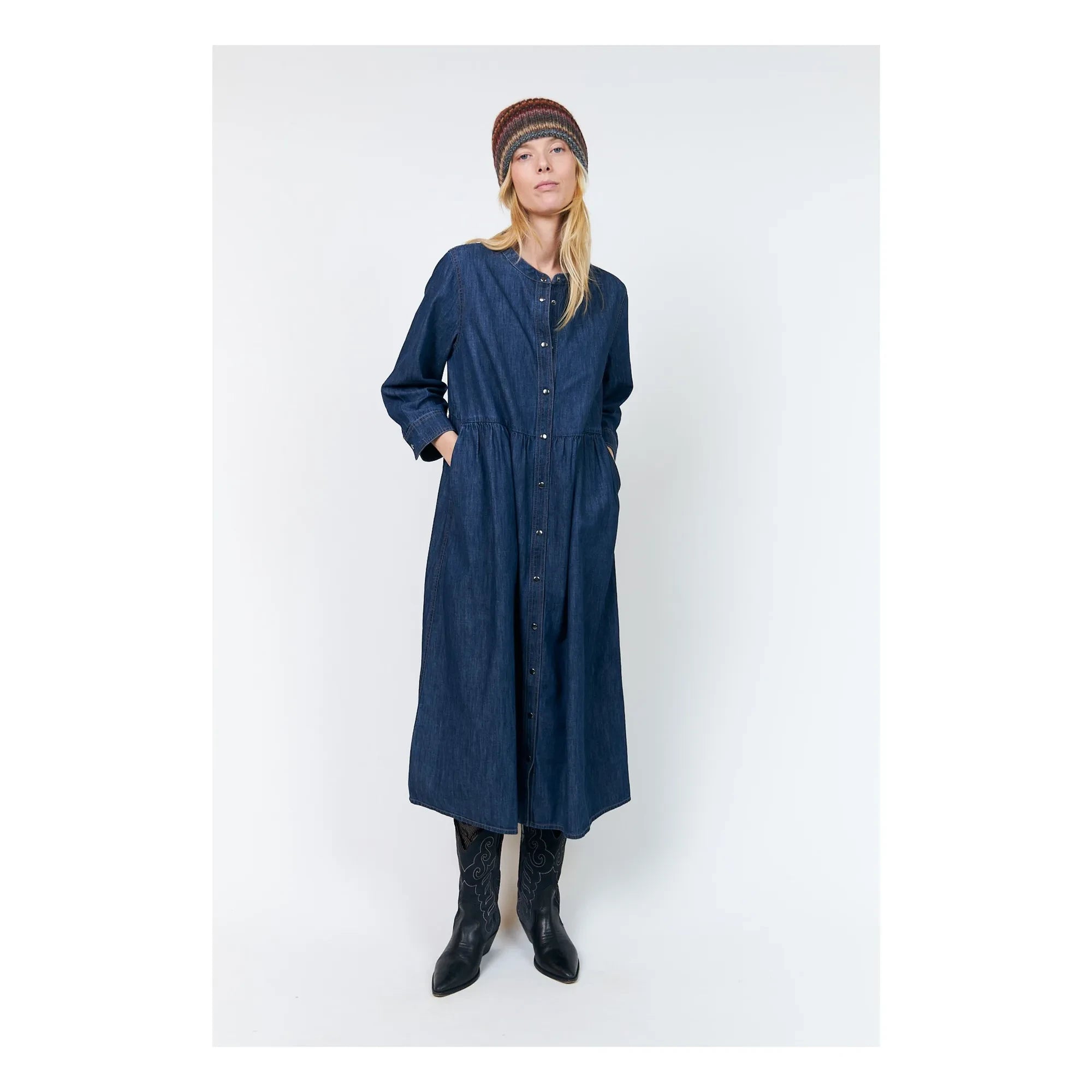 Lollys Laundry - Aliya Denim Pamuk Elbise | Lacivert