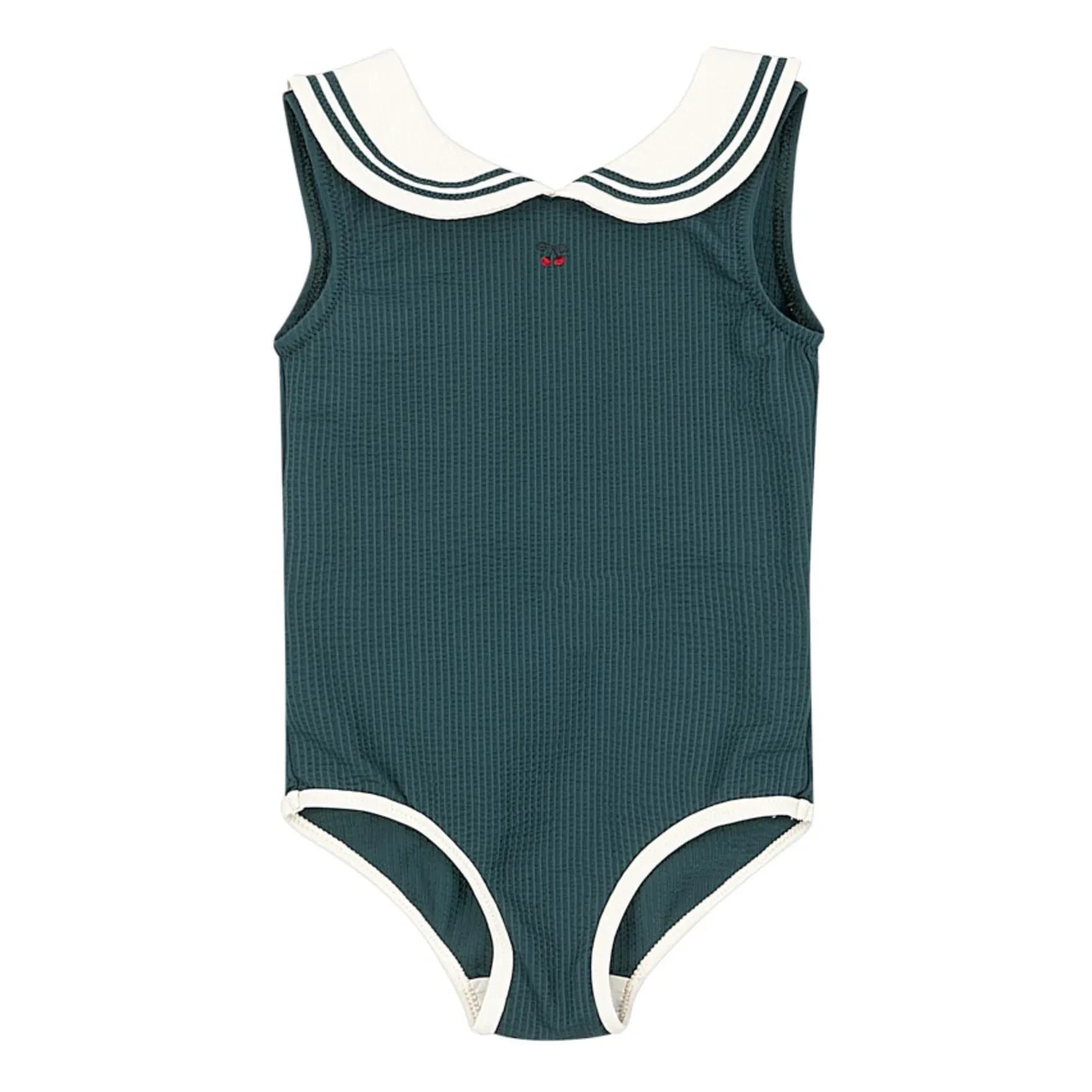Konges Sløjd - Bañador acanalado de fibra reciclada Sailor | Verde oscuro