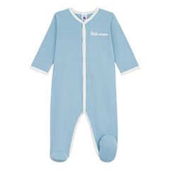 Petit Bateau - Pijama de algodón orgánico Petit Amour | Azul grisáceo