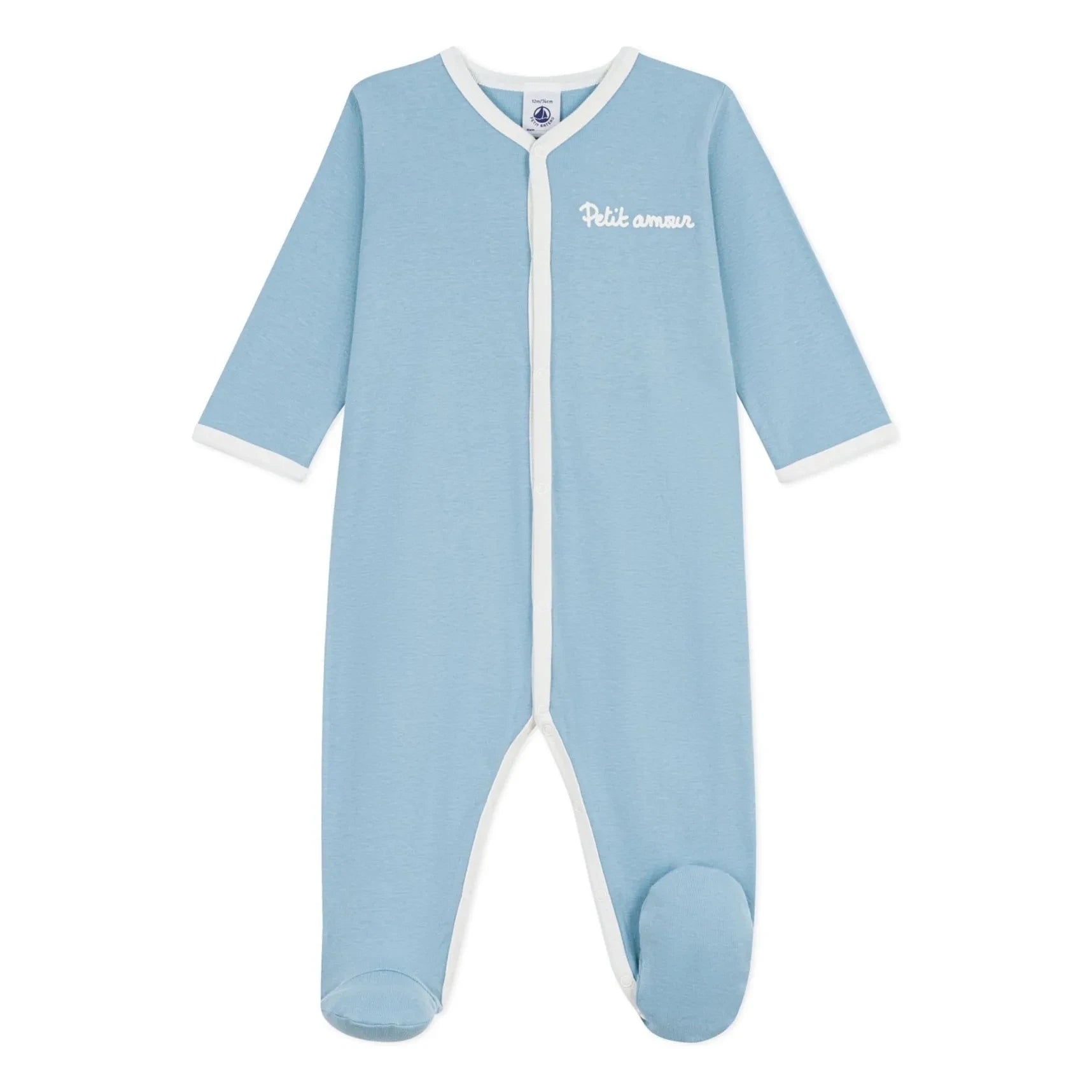 Petit Bateau - Pijama de algodón orgánico Petit Amour | Azul grisáceo