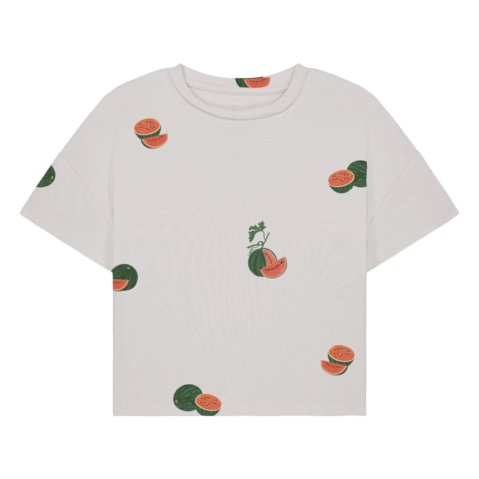 Studio Bohème - Camiseta Corta Flow de Algodón Orgánico con Estampado de Sandía | Crudo
