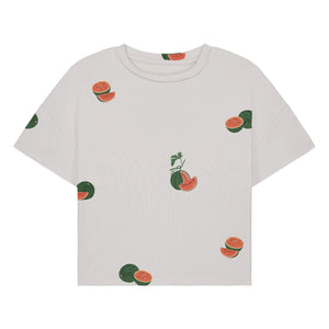 Studio Bohème - Camiseta Corta Flow de Algodón Orgánico con Estampado de Sandía | Crudo