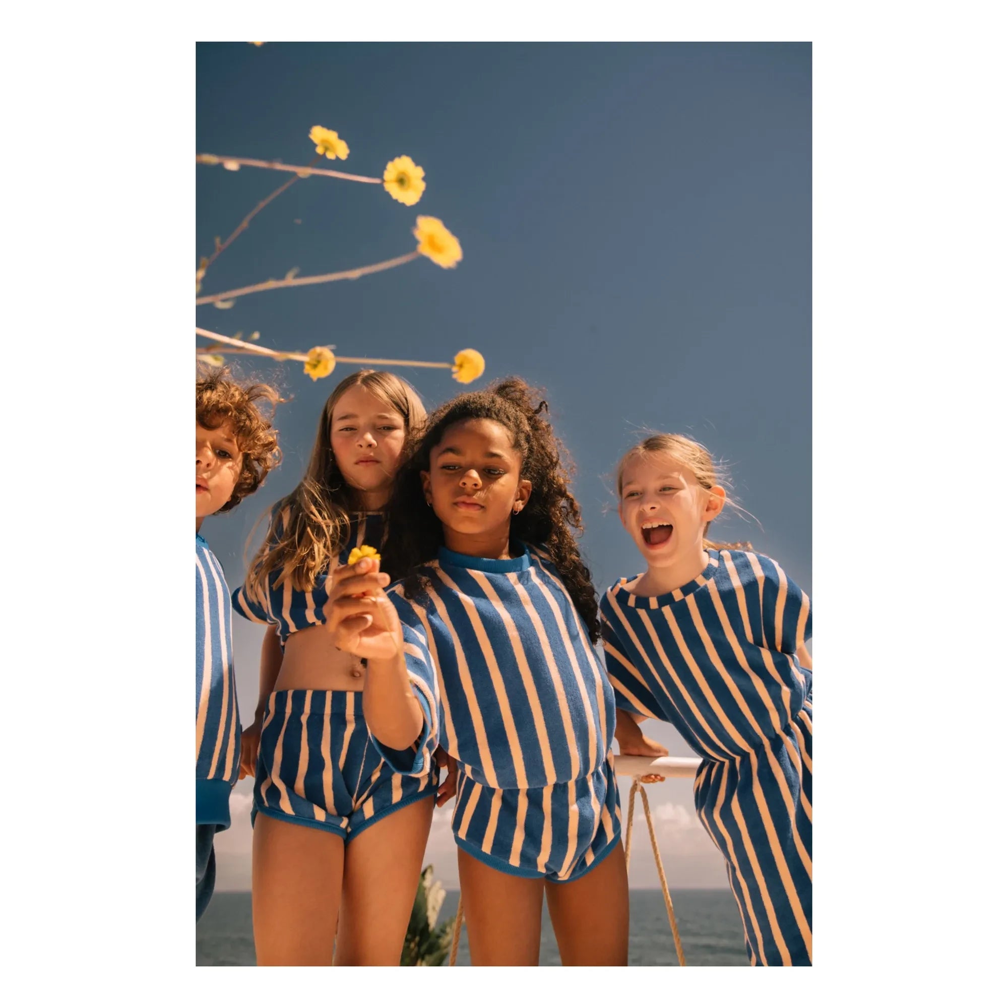 We Are Kids - Camiseta Corta de Algodón Orgánico a Rayas Bree | Azul