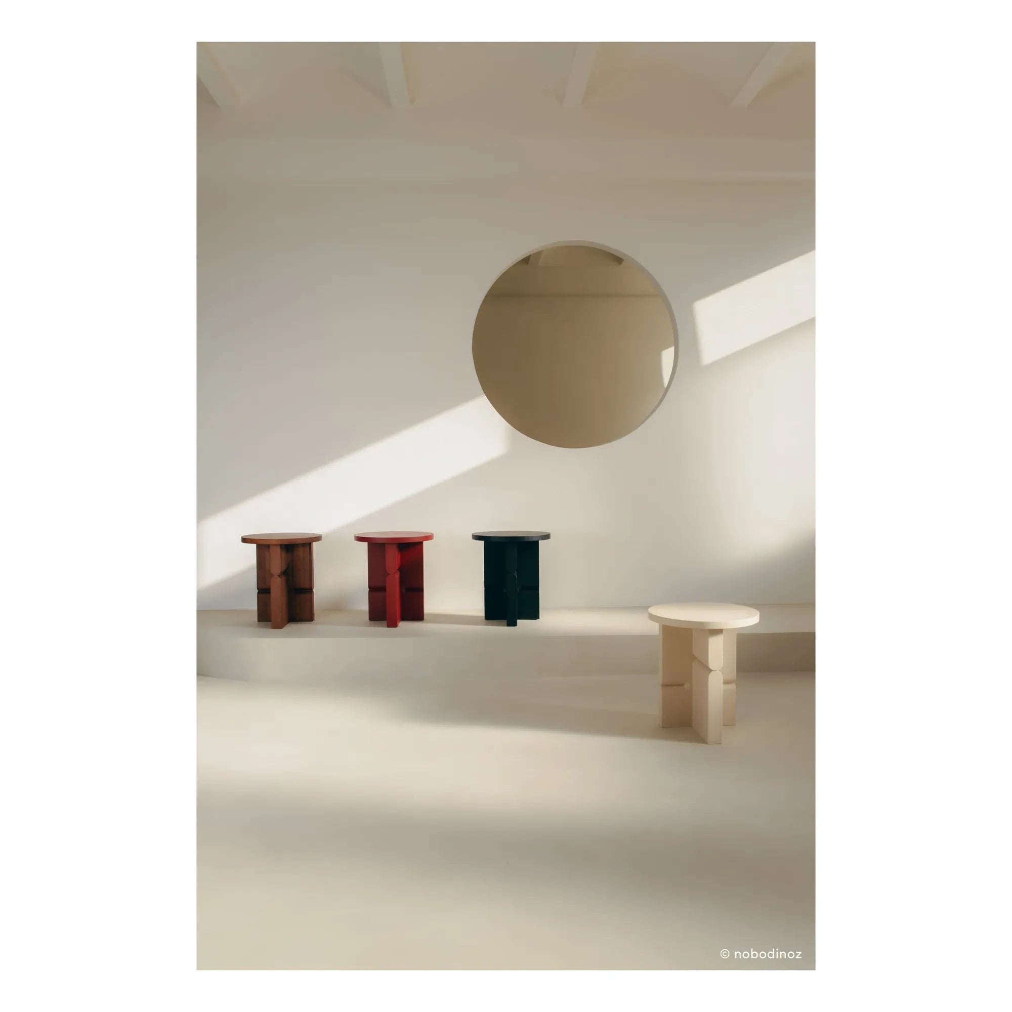 Nobodinoz - Mesita auxiliar Noon de madera pintada | Rojo pardo