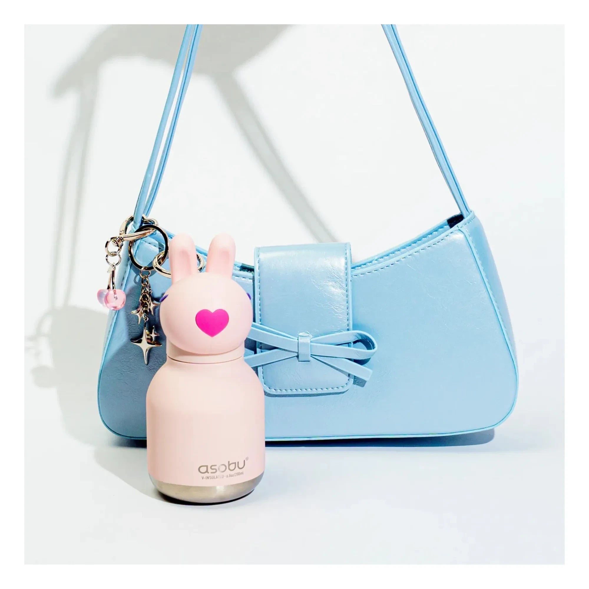 Asobu - Mini botella de agua de acero inoxidable Rabbit | Rosa pálido