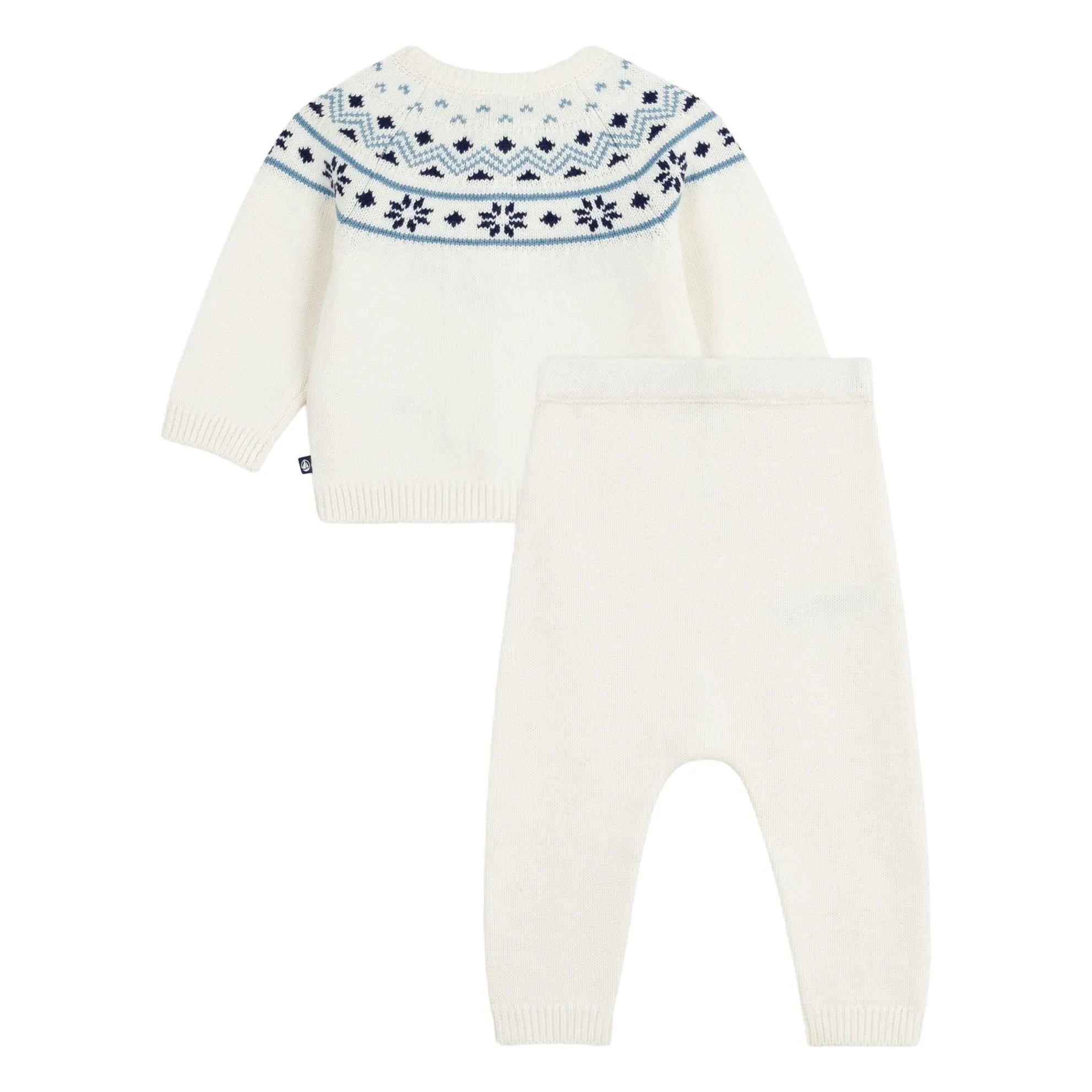 Petit Bateau - Conjunto de cárdigan y pantalón de lana | Crudo