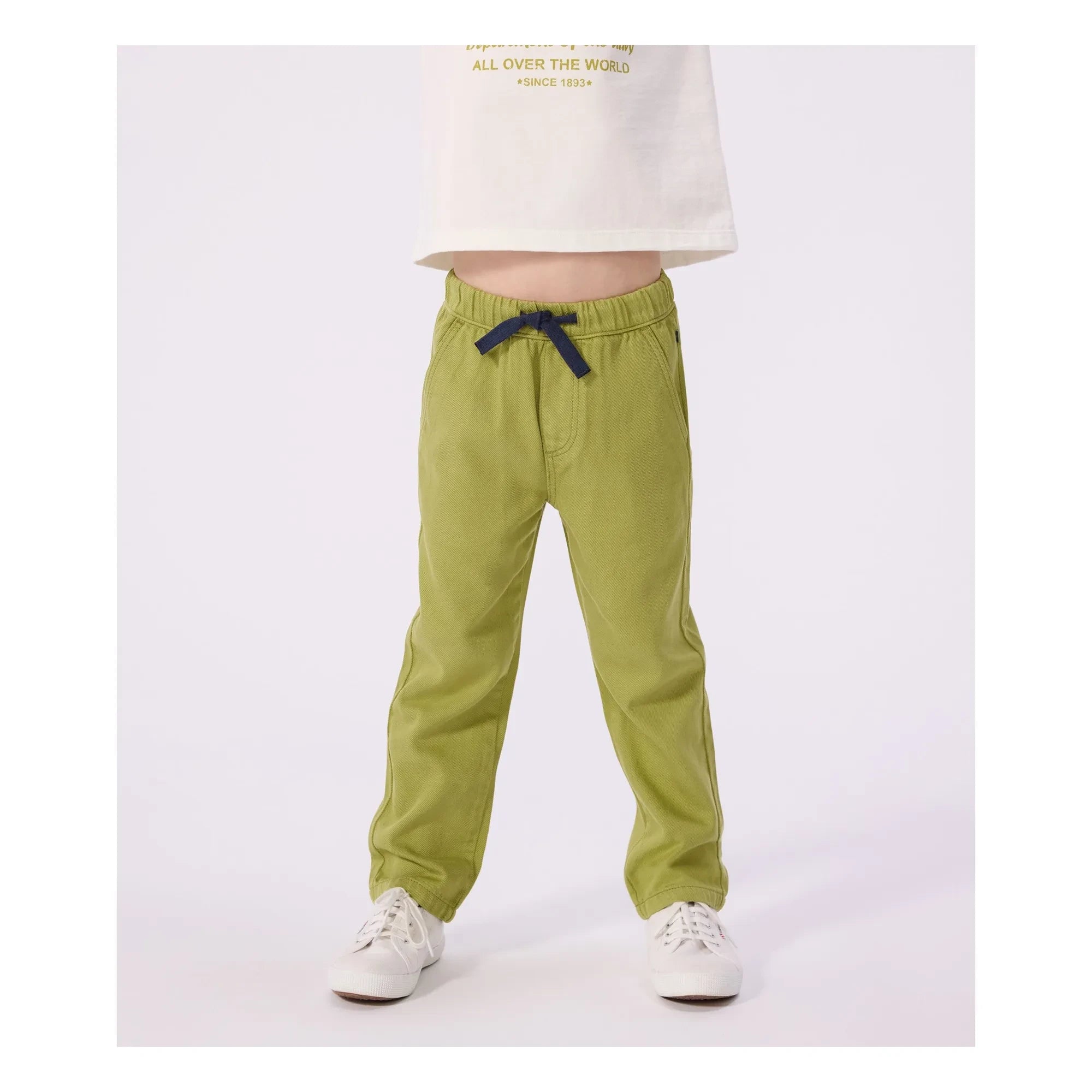 Petit Bateau - Pantalones sarga corte recto | Caqui