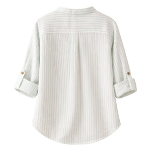 Lililotte - Camisa de Algodón Orgánico a Rayas Côme | Verde Menta