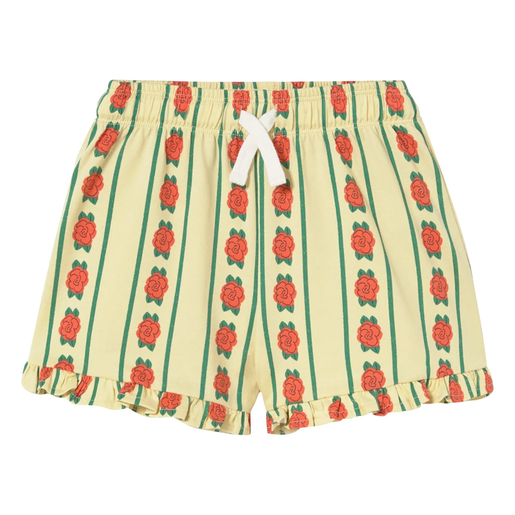 Tinycottons - Shorts de volantes rosas de algodón orgánico | Amarillo claro