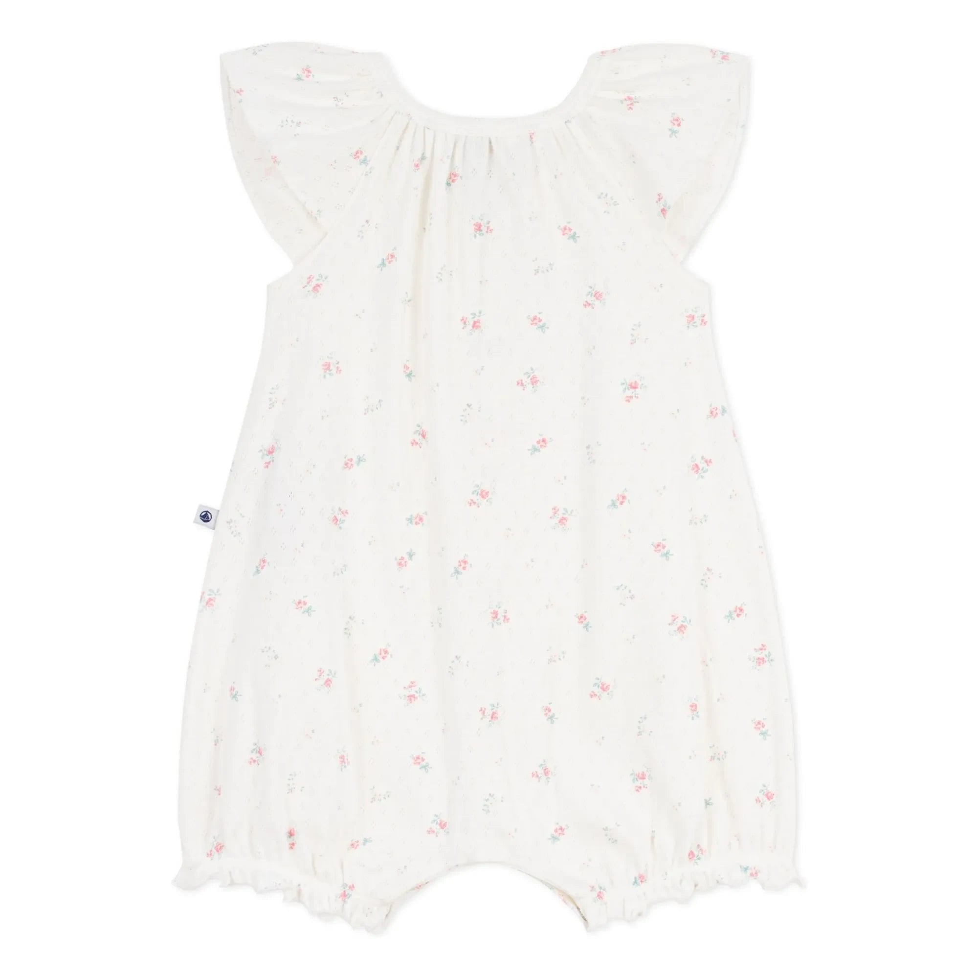 Petit Bateau - Pijama mono perforado con estampado floral | Blanco