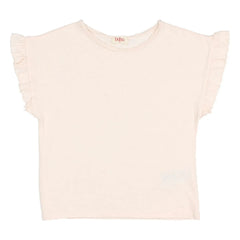 Búho - Camiseta con volantes de lino | Rosa claro