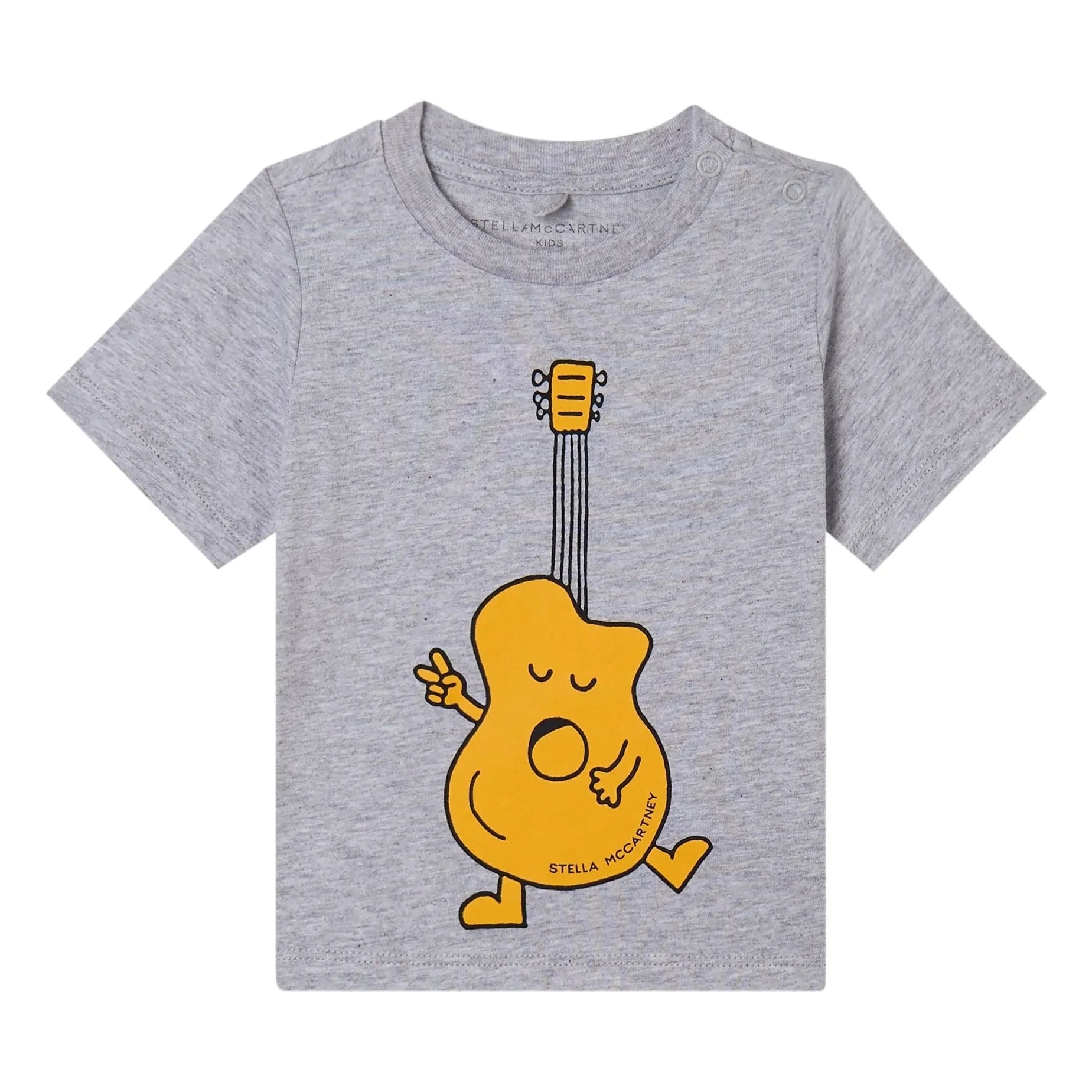 Stella McCartney Kids - Camiseta de Algodón Orgánico con Guitarra Gris